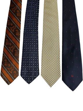 Lot of 4 Vintage Men' Ties Christian Dior Deans Silk England Custom Shop 3.25"